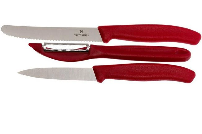 Victorinox SwissClassic Vegetable Knives In Red, Set Of 3, 6.7111.31 3 Victorinox SwissClassic Vegetable Knives In Red, Set Of 3, 6.7111.31