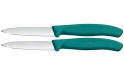 Victorinox Swiss Classic 6.7604.2C1 Straight, Green, Set Of 2 Vegetable Knives, 8 Cm