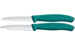 Victorinox Swiss Classic 6.7694.2 Straight/Wavy, Green, Set Of 2 Vegetable Knives, 8 Cm