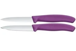 Victorinox Swiss Classic 6.7695.2C1 Straight/Wavy, Purple, Set Of 2 Vegetable Knives, 8 Cm