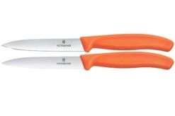 Victorinox Swiss Classic 6.7799.2C1 Straight/Wavy, Orange, Set Of 2 Vegetable Knives, 10 Cm