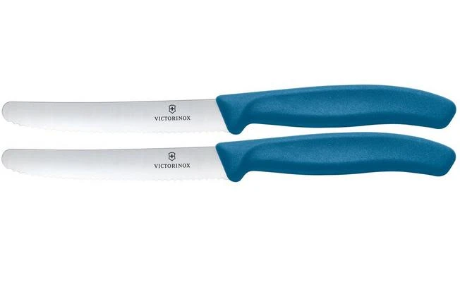 Victorinox Swiss Classic 6.7832.2C1 Tomato & Table Knife, Wavy, Blue, Set Of 2 Tomato Knives 3 Victorinox Swiss Classic 6.7832.2C1 Tomato & Table Knife, Wavy, Blue, Set Of 2 Tomato Knives