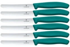 Victorinox Swiss Classic 6.7834.6C1 Tomato & Table Knife, Wavy, Green, Set Of 6 Tomato Knives