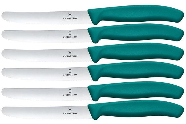 Victorinox Swiss Classic 6.7834.6C1 Tomato & Table Knife, Wavy, Green, Set Of 6 Tomato Knives 3 Victorinox Swiss Classic 6.7834.6C1 Tomato & Table Knife, Wavy, Green, Set Of 6 Tomato Knives