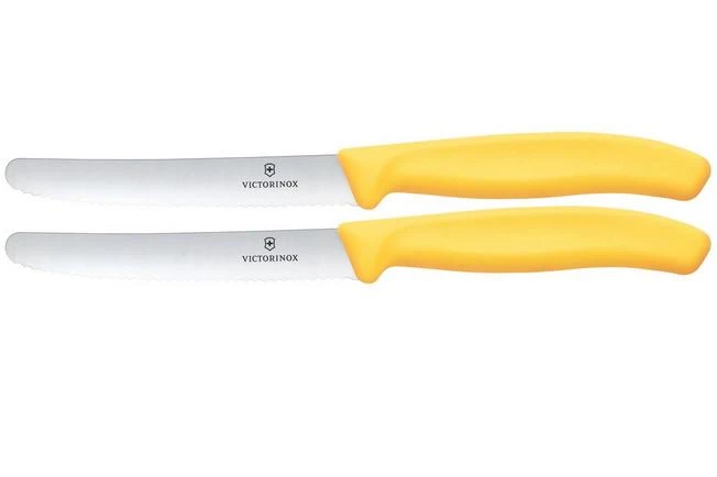 Victorinox Swiss Classic 6.7838.2C1 Tomato & Table Knife, Wavy, Yellow, Set Of 2 Tomato Knives 3 Victorinox Swiss Classic 6.7838.2C1 Tomato & Table Knife, Wavy, Yellow, Set Of 2 Tomato Knives