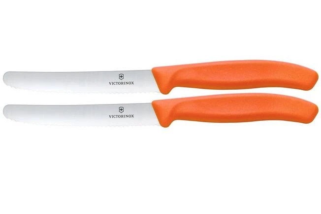 Victorinox Swiss Classic 6.7839.2C1 Tomato & Table Knife, Wavy, Orange, Set Of 2 Tomato Knives 3 Victorinox Swiss Classic 6.7839.2C1 Tomato & Table Knife, Wavy, Orange, Set Of 2 Tomato Knives