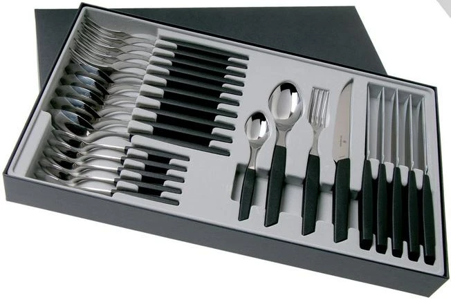 Victorinox Swiss Modern 6.9093.12W.24, 24-piece Cutlery Set With Steak Knife, Black 4 Victorinox Swiss Modern 6.9093.12W.24, 24-piece Cutlery Set With Steak Knife, Black - Image 2