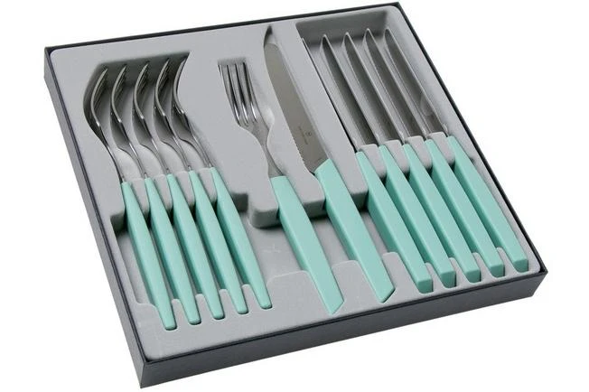 Victorinox Swiss Modern 6.9096.11W41.12, 12-piece Cutlery Set With Tomato Knife, Green 4 Victorinox Swiss Modern 6.9096.11W41.12, 12-piece Cutlery Set With Tomato Knife, Green - Image 2