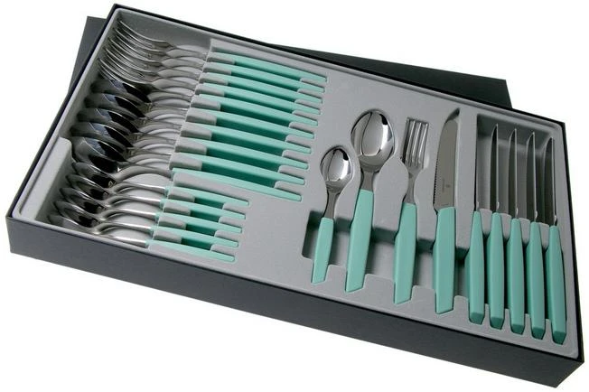 Victorinox Swiss Modern 6.9096.11W41.24, 24-piece Cutlery Set With Tomato Knife, Green 4 Victorinox Swiss Modern 6.9096.11W41.24, 24-piece Cutlery Set With Tomato Knife, Green - Image 2