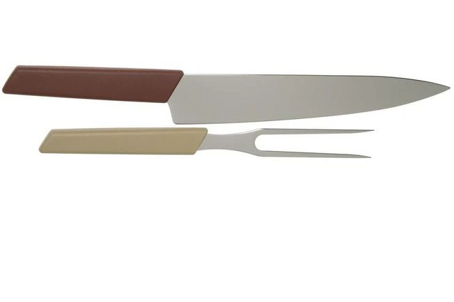 Victorinox Swiss Modern Carving Knife And Meat Fork, Red And Cream 4 Victorinox Swiss Modern Carving Knife And Meat Fork, Red And Cream - Image 2